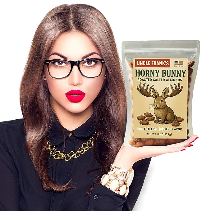 Uncle Frank’s Horny Bunny - 8oz of Moose Themed Roasted Salted Almonds with a Wild Side - Big Antlers - Bigger Flavor - Easter Basket Filler for Adults