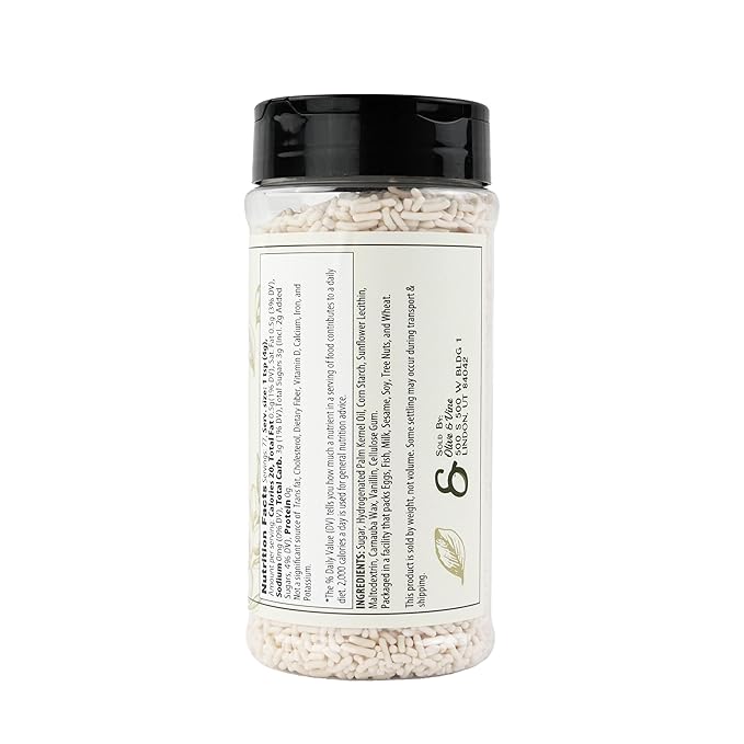 Olive & Vine White Soft Sprinkles, Subtle Sweetness, For Baking & Decorating, Rich Tradition, Authentic Taste, For Global Recipes (10.88 Ounce)