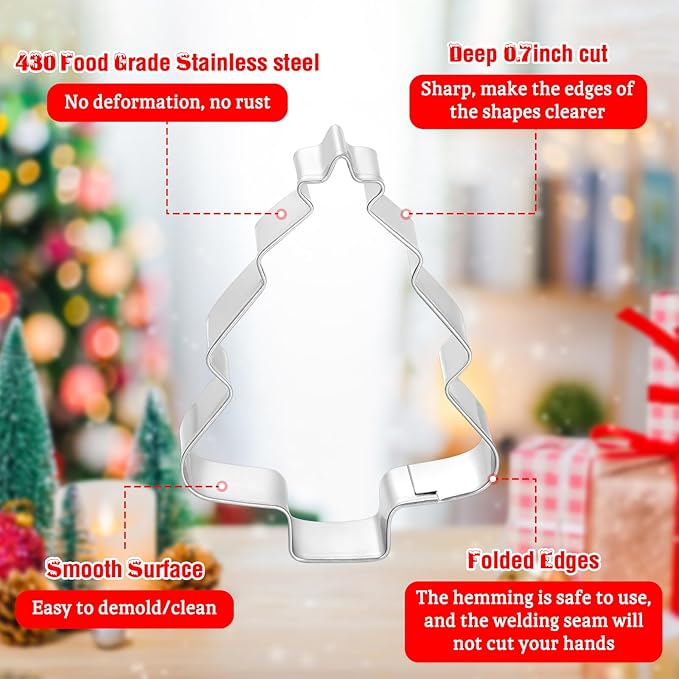 14-Piece Christmas Cookie Cutter Set - Classic Christmas Patterns, Food-Grade Stainless Steel, Easy Demold & Perfect for Holiday Baking