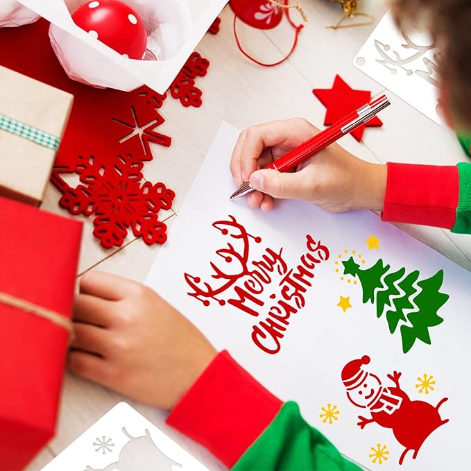 60 Pcs Christmas Stencils for Painting Reusable on Wood 3x3 Inch Plastic Snowflake Christmas Holiday Stencils for Art Craft Painting Spraying Wall Card Paper Gift Home Decor