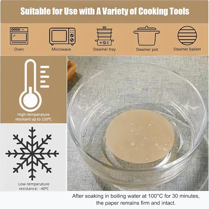 300 Sheets Round Baking Parchment Paper, 4,6,8 Inch Non-Stick Precut Parchment Liners for Cake Pans, Cookies, Grilling, Steaming, and Springform Baking