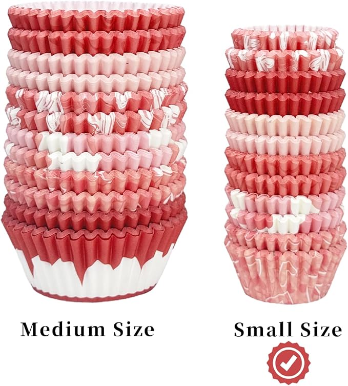 qiqee Valentine Cupcake Liners Mini Muffin Liners for Christmas 300-Count 6 Original Design No Smell, Food Grade Baking Cups Paper(Small Size)