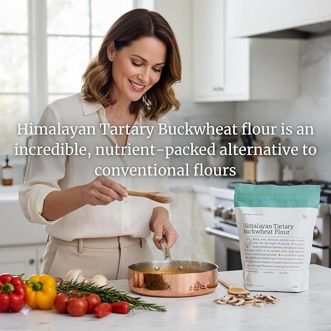 BIG BOLD HEALTH Himalayan Tartary Buckwheat Organic Gluten Free Flour | 100+ Immune-Active Nutrients | 100% USDA Organic Grain-Free Flour | Non-GMO | USA Grown (2lb)