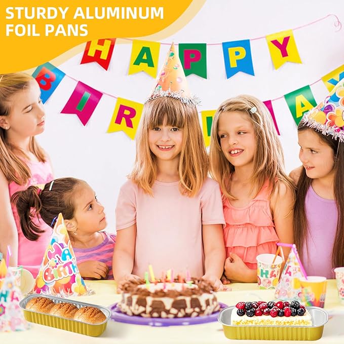 Mini Loaf Pans with Lids and Spoons Sealing Sticker,30 Pcs 6.8oz Cake Pans for Baking Disposable Aluminum Foil Christmas Cake Pan (30 PCS GOLD)
