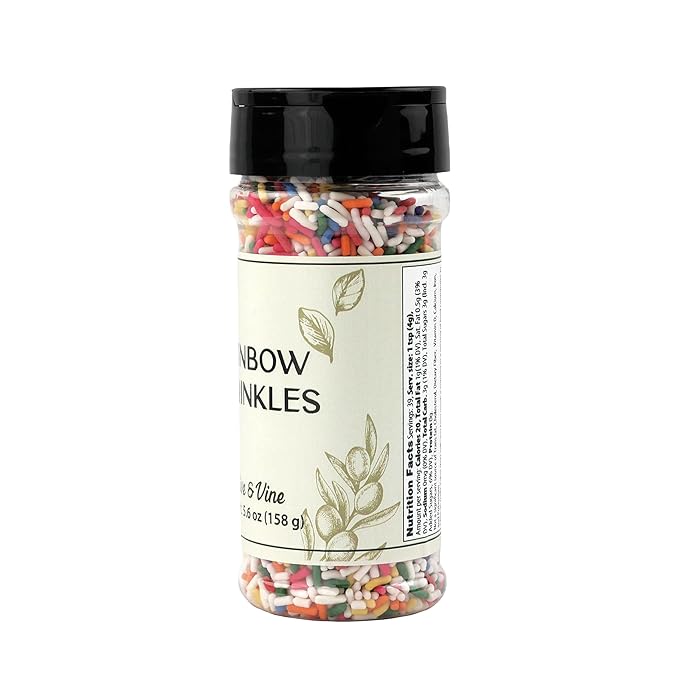 Olive & Vine Rainbow Sprinkles, Sweet & Colorful, For Baking & Desserts, Rich Tradition, Authentic Taste, For Global Recipes (5.6 Ounce)