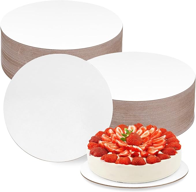 Cake Boards 30 Pcs White, 10 Inch Cake Circles Round Base, Food-Grade Cardboard Cakes Tray 2mm, Waterproof Oil-proof and Sturdy, Disposable cake Plates for Cakes DIY and bread desserts Display
