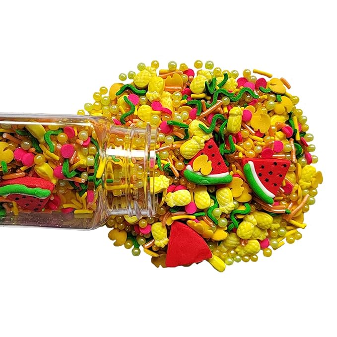 Homankit Edible Summer Sprinkles Watermelon Pineapple Fruits Sprinkle Candy Baking Cake Cupcake Toppers Cookie Dessert Decorations Birthday Party Supplies with 6 Pieces Watermelons