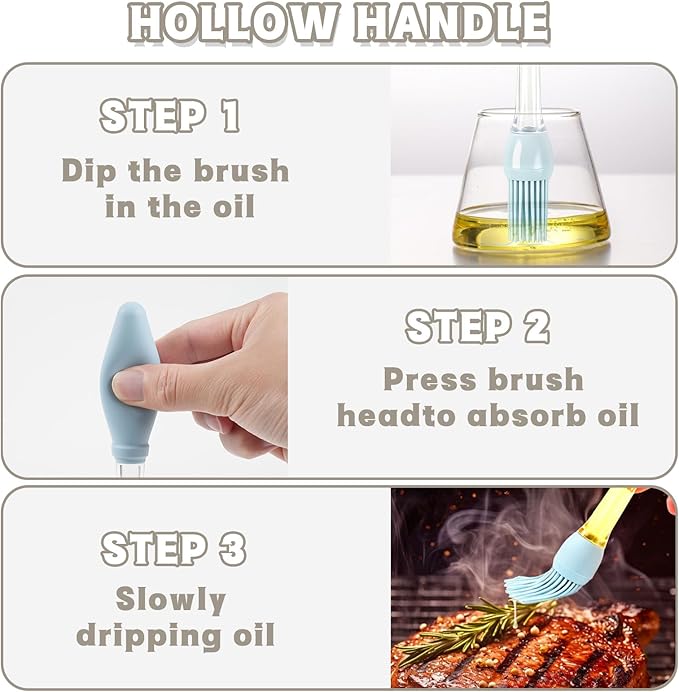 4 PCS Silicone Basting Brush for Cooking | Heat Resistant Non Stick Pastry Brushes | BBQ, Baking & Cooking Tools with Built-in Oil Reservoir for Even Saucing and Basting