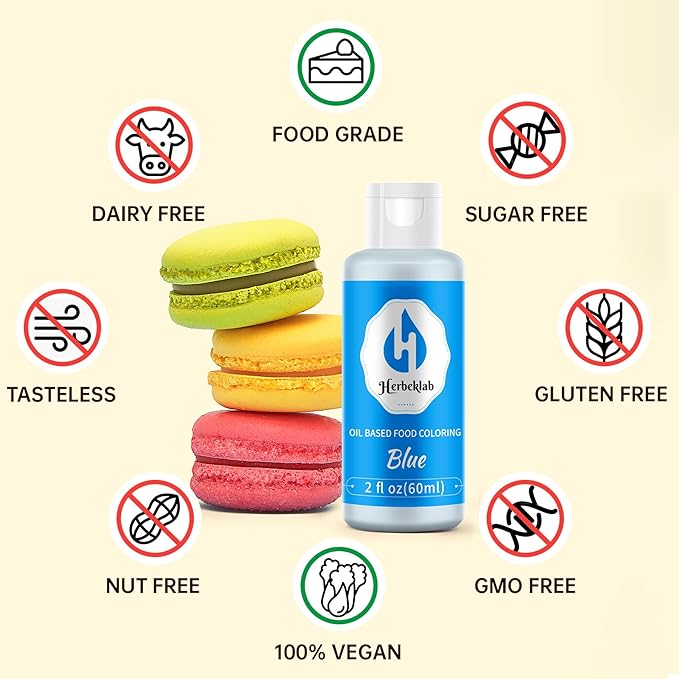 Blue Oil Based Food Coloring – 2 fl oz Professional Grade Concentrated Oil Food Dye for Melting Chocolate, Candy Melts, Cake Pops, Strawberries & Baking