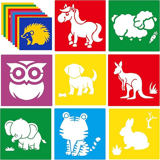 24 Pieces Stencils,Large Drawing Stencils Chalk Template,8 Inches Washable Shape Template Kit for Crafts,Painting Drawing(Animal, 8 inch)
