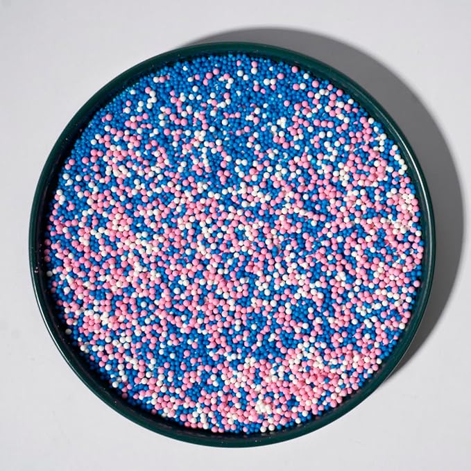 Nonpareils Sprinkles, Edible Pearl Sprinkles for Cake Decorations, Baking, Ice Cream, Cookies, Cupcake Topper Edible Pearls Sprinkles - 2mm Matte White Sugar Pearls for Cake Decorating ( 130g/4.6oz )1 Bottle (2mm pink blue purple)