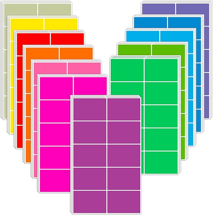 240 Pcs Colored Label Stickers,12 Colors 3" x 2" Color Coding Labels, Home Moving Labels, Name Sticker