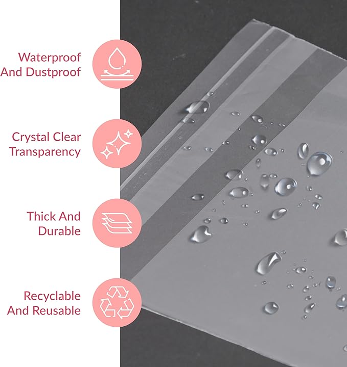 Prestee Self Sealing Clear Cellophane Bags - 200 Pack Clear Plastic Bags for Packaging, Treats, Gifts and Cookie Bags - Self-Sealing with Twist-Tie Closure - Polypropylene Sealable 3x4 Inches