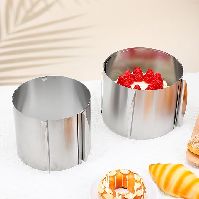 2 Pcs Cake Mold 15 cm High, 6 to 12'' Adjustable Ring Cake Baking Supplies Rings Round Stainless Steel Decorating Bakeware Tools with Scaling for Mousse Baking Dessert Making(2 Pcs,15 cm)