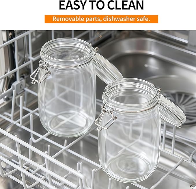 8 Pack 9.5oz Food Storage Jars with Airtight Lids, Preserving Seal Wire Clip Fastening Glass Containers, Canisters for Kitchen Organization, Flour, Cereal, Pasta, Sugar, Beans, Pickling Jars(9.5 Oz*8)