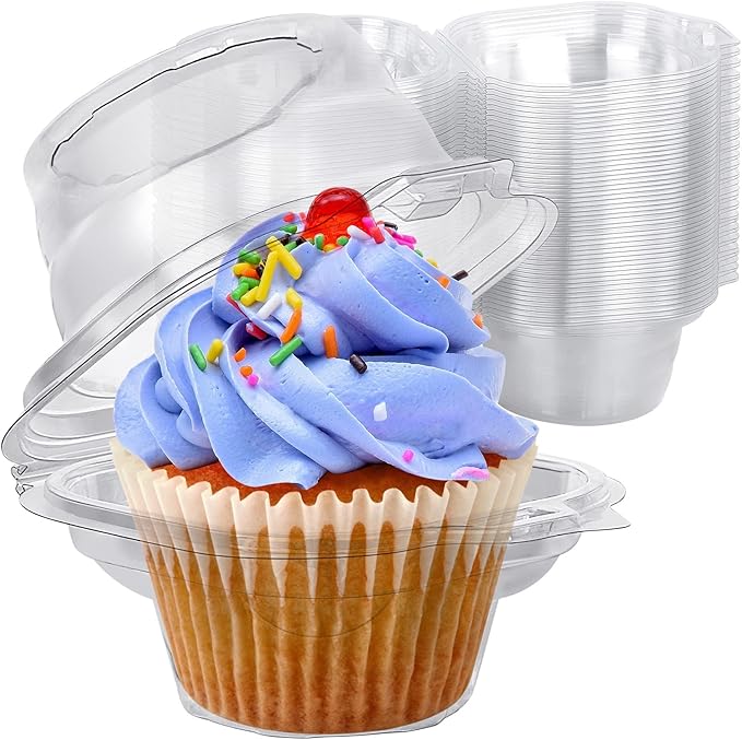 Cupcake Boxes Individual Cupcake Containers, 150 Packs Regular Single Cupcake Holder High Topping for Muffins, Thicker Stackable Plastic Cupcake Carrier for Party (150 pack)