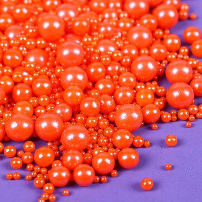 Cobakey Orange Sprinkles for Cake Decorations 3.52 ounce Edible Pearl Sprinkles for Cupcake Toppers Wedding Party Valentines Halloween Christmas Holiday Supplies