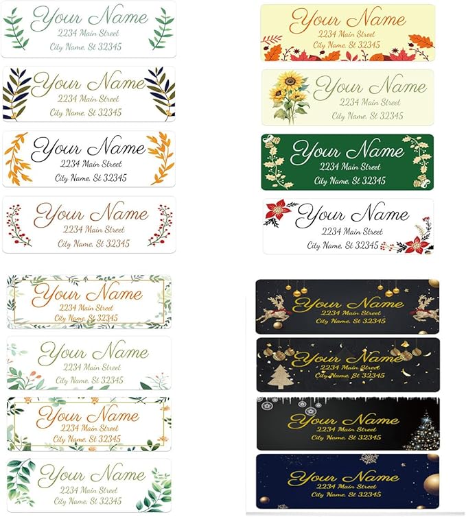 Personalized Address Labels mailing Labels Stickers Personalized Christmas Stickers 150pcs in Paper, Vinyl, Kraft Paper, Clear Material 0.75inchx2.5inch (Flower)