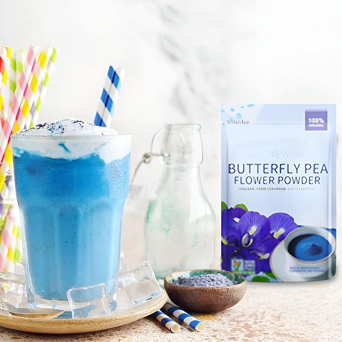 Organic Butterfly Pea Flower Powder - 3.35oz | Natural Blue & Purple Food Coloring | Great for Drinks, Baking & Smoothies | Rich in Antioxidants | Caffeine-Free | Vegan & Gluten-Free