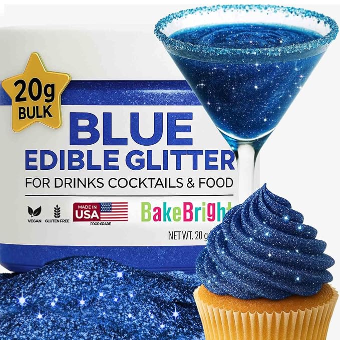 Bulk (20g) Navy Blue Edible Glitter for Drinks Edible Glitter for Cakes, Drink Glitters, Shimmering Navy Blue Glitters Cake Decorations Shimmer for Strawberries, Cocktail Drinks