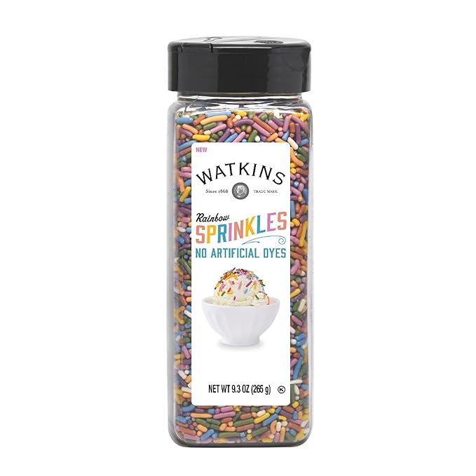 Watkins Rainbow Decorating Sprinkles, No Artificial Dyes, Perfect for Ice Cream and More, 9.3oz