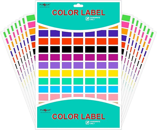 PARLAIM Pack of 1575 Rectangle Color Coding Labels,1/2" x 3/4" Rectangular Stickers in 15 Colors Rectangle Folder File Labels for Office and Home