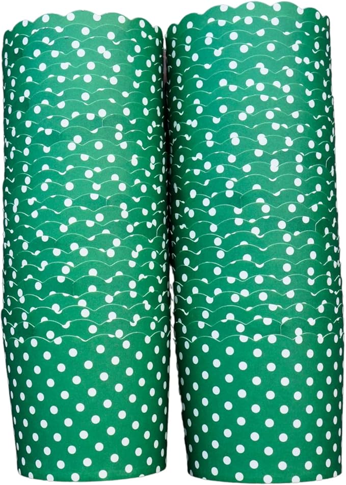 Paper Baking Cups (Polka Dots), Greaseproof Disposable Cupcake Liners (Green, Large Cups (50-Pack))