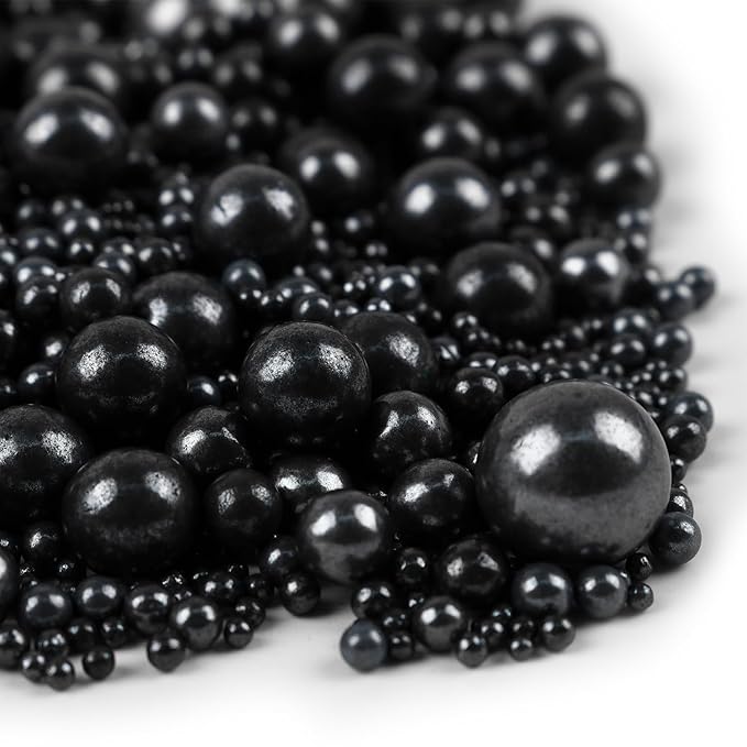 Black Sprinkles for Cake Decorating 3.5 Ounces, Edible Sugar Pearls Mixing Sizes for Cupcake Topper, Cookies, Ice Cream Toppings Cake Decorations for Party Celebrations