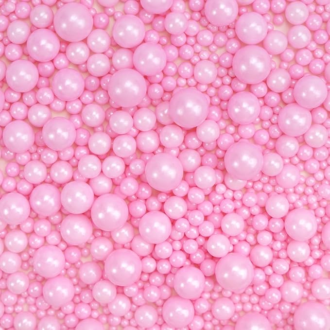 Dazzjoy Edible Pink Pearl Sprinkles, Pearl Sugar Sprinkles130g/4.58oz, Cupcake Toppers Cake Decorations, Easter Wedding Party Valentines Halloween Christmas Supplies