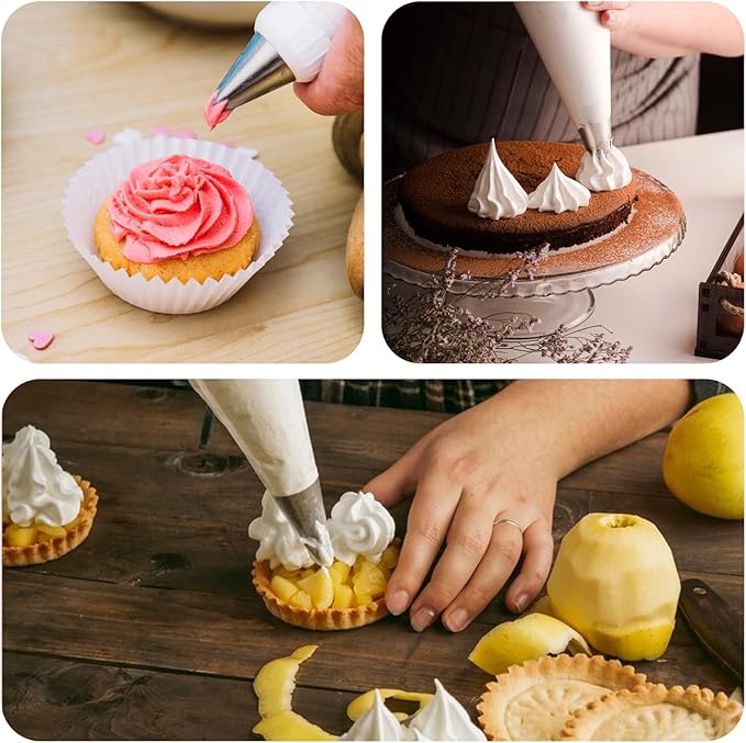 8 PCS Large Piping Tips Set with Bags, Frosting Piping Kit, Stainless Steel Icing Tips for Cake Decorating, Frosting, Multi-opening, Various Models