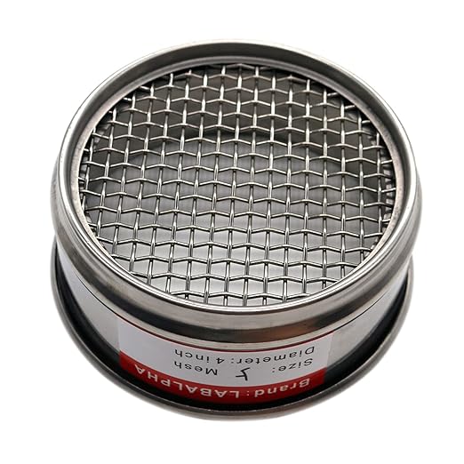 LABALPHA 5 Mesh Lab Sieves, Test Sieve #5 Mesh, 4'' Diameter, 304 Stainless Steel Wire Cloth (4mm)
