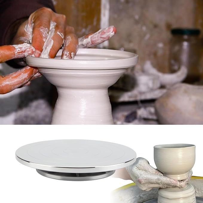 Pottery Turntable Sculpting Wheel, 11.8 Inch Ceramic Clay Rotation Turn Table Double Sided Rotating Tools for Cake Decorating Paint Spraying Painting Crafting Projects
