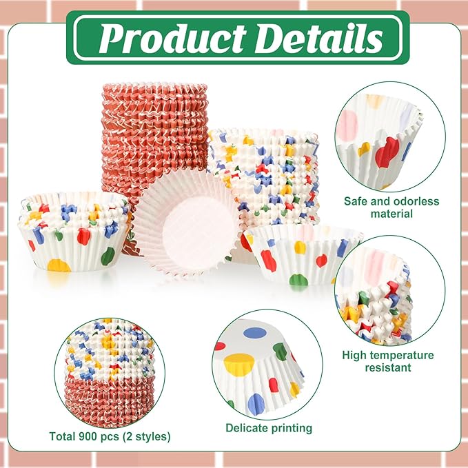 Vesici 900 Counts Birthday Party Decorations Cartoon Birthday Cupcake Liners Cartoon Theme Paper Cupcake Wrappers Holders for Disposable Cup Bulk for Baby Shower Baking Party Supplies