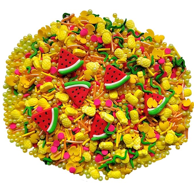 Homankit Edible Summer Sprinkles Watermelon Pineapple Fruits Sprinkle Candy Baking Cake Cupcake Toppers Cookie Dessert Decorations Birthday Party Supplies with 6 Pieces Watermelons