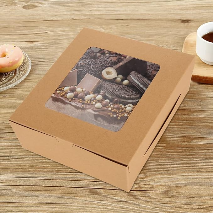 QTLCOHD 100Pcs Cupcake Boxes 4 Count Cupcake Containers 6x6x3 Inch Brown Cupcake Box Bulk for Cupcakes Muffins Cookies Pastries