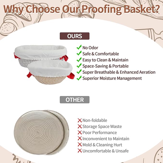 Sourdough Bread Baking Supplies, Sourdough Starter Kit, 9" Round and 10" Oval Bread Proofing Basket with Sour Dough Starter Jar, Reusable Breads Making Tools Perfect Gifts for Bakers