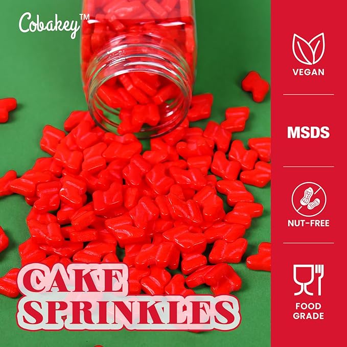 Christmas Red Socks Sprinkles for Cake Decorating, Red Sprinkles Perfect for Cupcake Toppers Wedding Party Valentines Halloween Christmas Supplies 3.52 Ounce