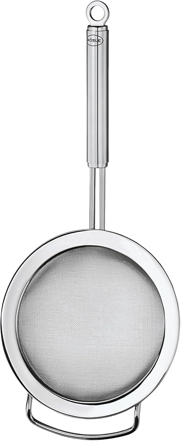 Rösle Stainless Steel Round Handle Kitchen Strainer, Fine Mesh, 4.7-inch,Silver