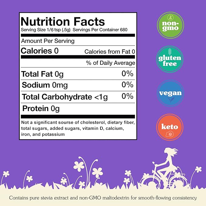 NuNaturals White Stevia Powder Blend, Plant-Based Sugar Substitute, Zero Calorie Sweetener, 12 oz