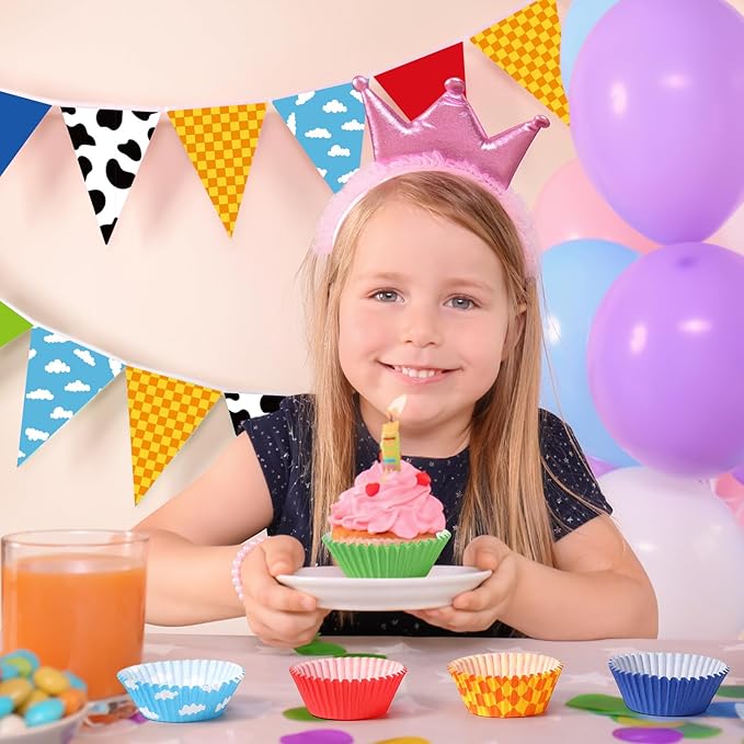 Vesici 900 Counts Cartoon Story Cupcake Liner Paper Cupcake Wrappers Holders Disposable Cup Bulk for Birthday Baby Shower Baking Party Supplies