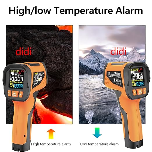 Infrared Thermometer Temperature Gun, -40℉~1922℉, High Temp Thermometer 30:1 Pyrometer with Probe, Non-Contact Digital Laser Thermometer for Cooking, Engine, Kiln, Forging, HVAC, Industrial