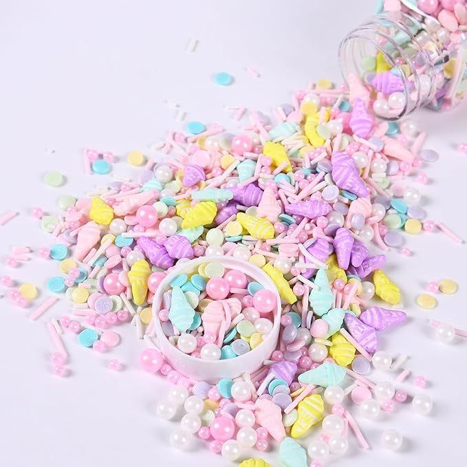 Ice Cream Sprinkles Mix | Pink Purple Blue Yellow | Sprinkles for Cake Decorating | Cupcake Toppers | Ice Cream | Cookie | Fancy Candy | 3.52oz