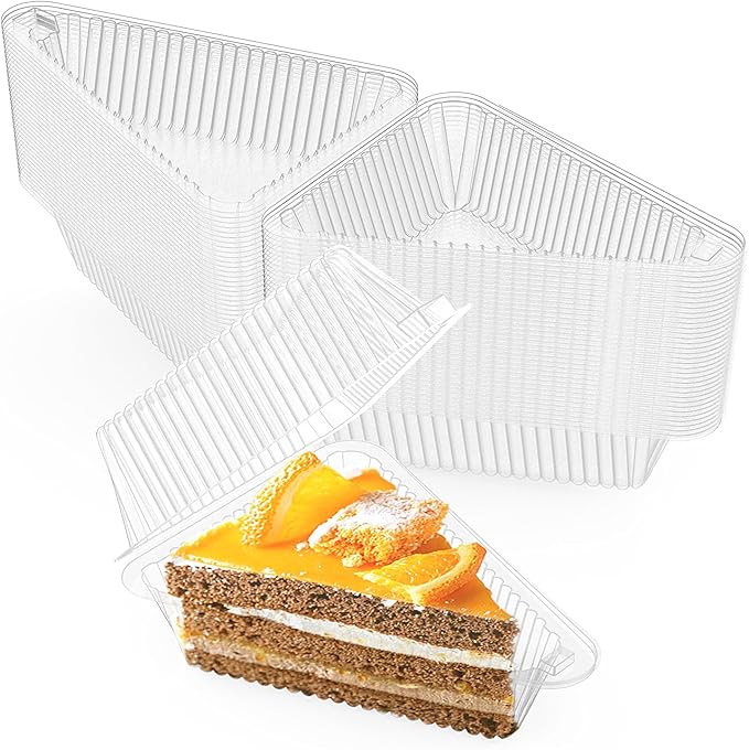 Goiio 400 Pieces Cake Slice Plastic Containers, 4.33 Inches Hinged Lid Cheese cake Container, for Home, Bakery and Cafe