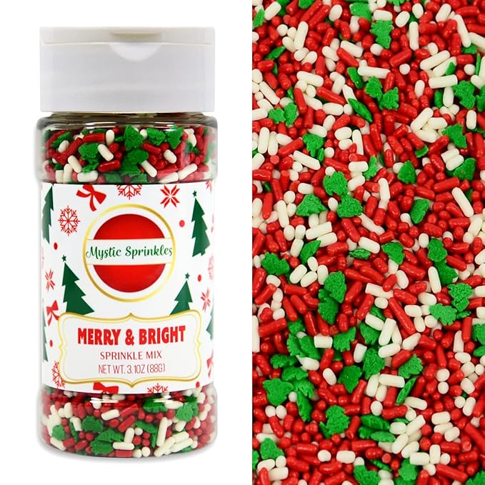 Mystic Sprinkles Christmas Holiday Sprinkle Mixes (Merry & Bright Sprinkle Mix 3.1oz)