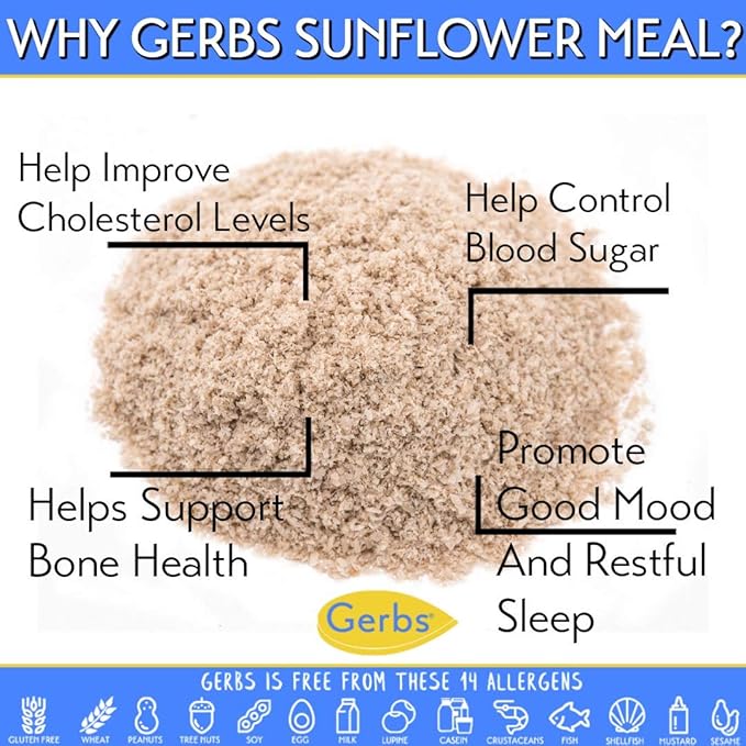 Gerbs Sunflower Seed Meal 4 lbs. - Finely Ground, No Artificial Additives, Resealable Bag - Rich, Earthy Texture for Baking & Blending - Allergen-Aware Practices