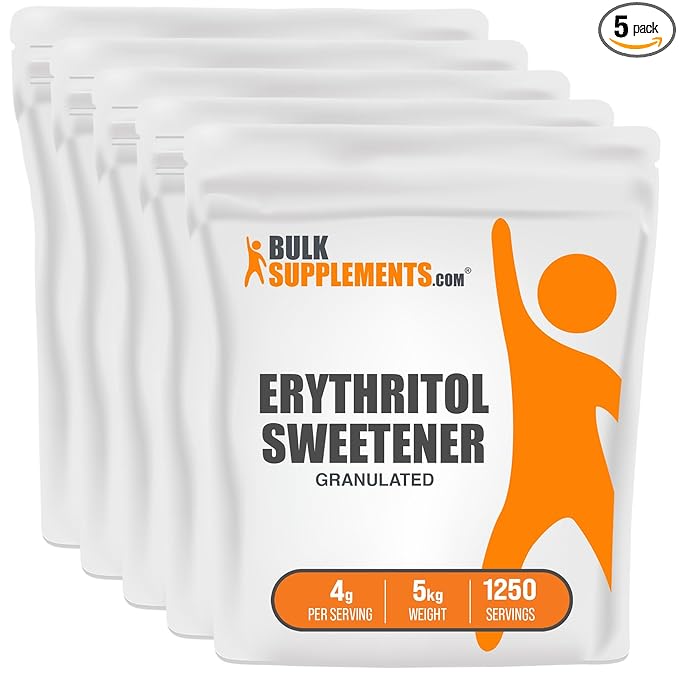 BulkSupplements.com Erythritol Powder - Erythritol Sweetener. Sugar Substitute - Zero Calorie Sweetener, Granular & Gluten Free, 4g of per Serving, 5kg (11 lbs) (Pack of 5)