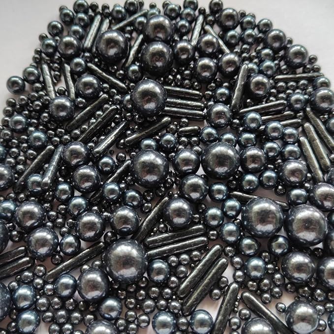 Edible Black Pearl Sugar Sprinkles Candy Mix Size Baking Edible Cake Decorations Cupcake Toppers Cookie Decorating Wedding Party Valentine Halloween Christmas Supplies 100g/3.53oz
