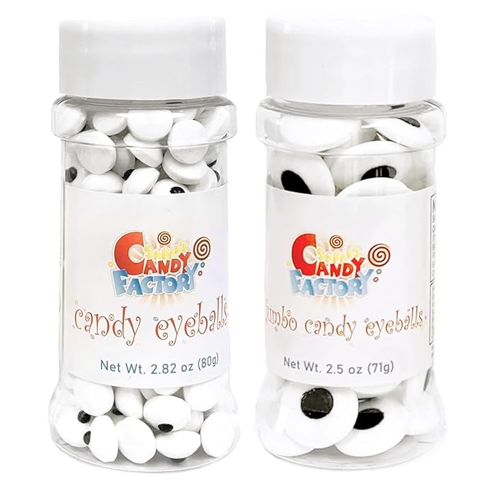 Sarah's Candy Factory Edible Candy Eyeballs – Jumbo (0.66”) & Medium (0.4”) Sizes – Kosher Sugar Decorations for Cakes, Cookies, and Cupcakes