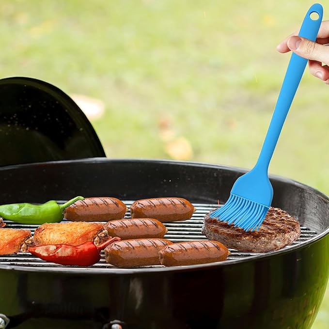 6 pieces basting brush for grilling,pastry brush,bbq basting brush,basting brush,rubber brush for cooking,basting brush for cooking,silicone bbq brush,barbecue sauce brush (blue)