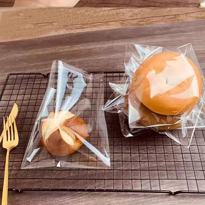 SUREHOME Cookie Bags with Seal 4x4 In Clear Self Sealing Cellophane Bags 100 Pcs Small Sealable Treat Bags Self Adhesive Cookie Packaging Individual Candy Gift Giving Wrappers